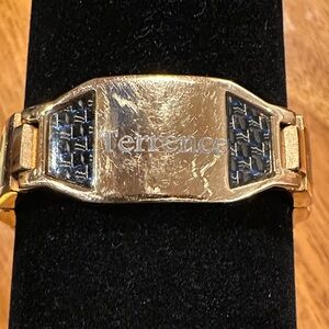 Gold and Blue Crystal Wearable Healing Bracelet, with black red cream silver